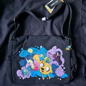 Adventure Time 14” Messenger Canvas Bag w/Charm-NWT